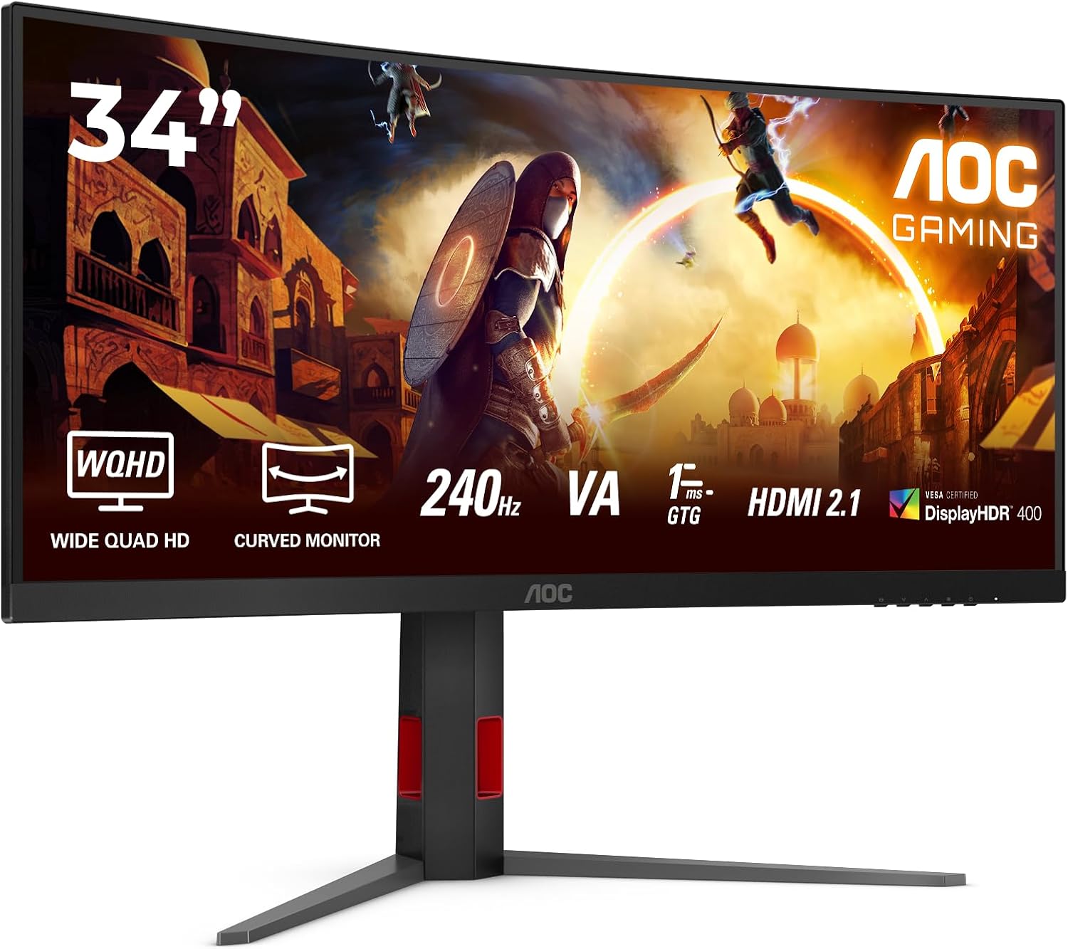 Monitor gaming AOC CU34G4Z de 34 pulgadas con curvatura y 240Hz.
