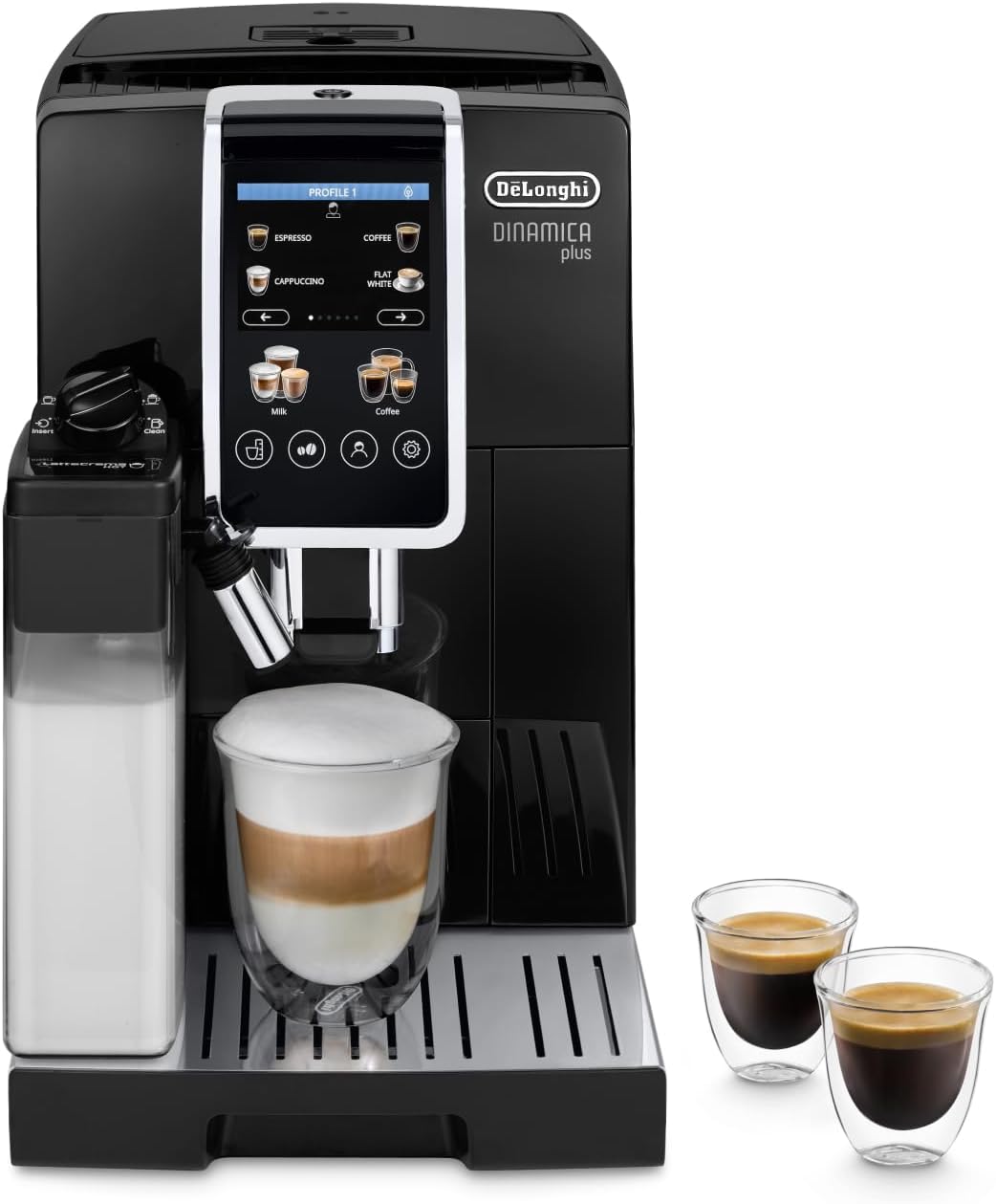 Máquina automática de café en grano De'Longhi Dinamica Plus con sistema LatteCrema Hot.